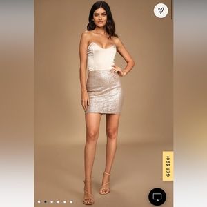Lulus Matte Rose Gold Sequin Mini Skirt XS
